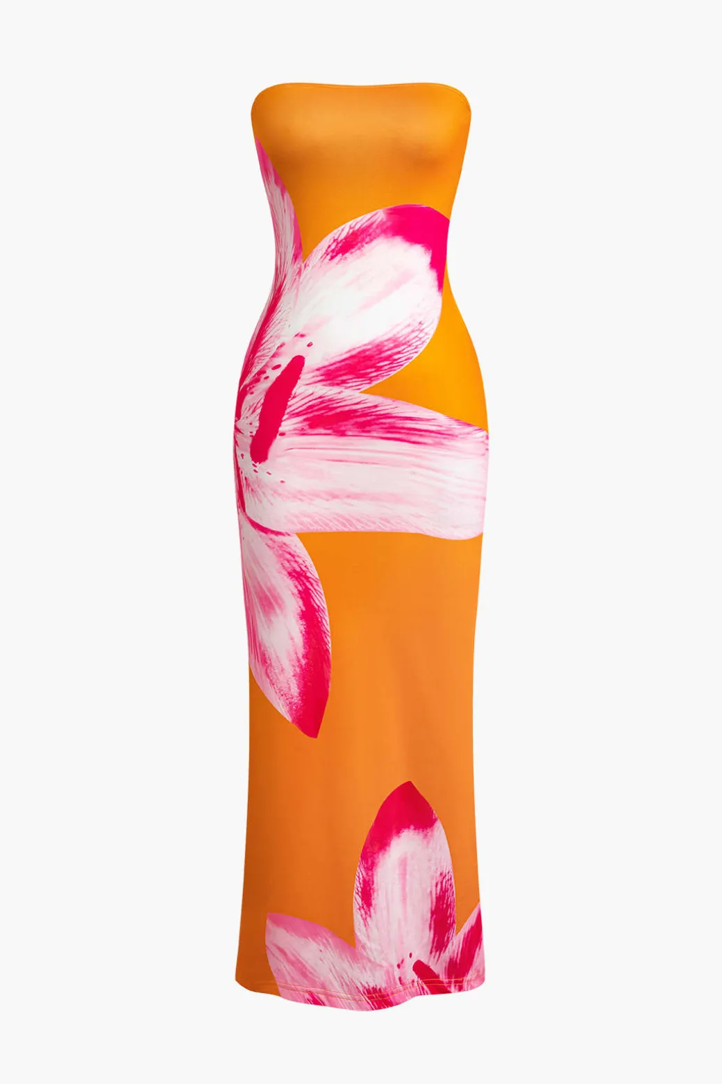 Sunny Floral Cascade Strapless Midi Dress
