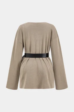 Sweater Belted Top And Pants Set