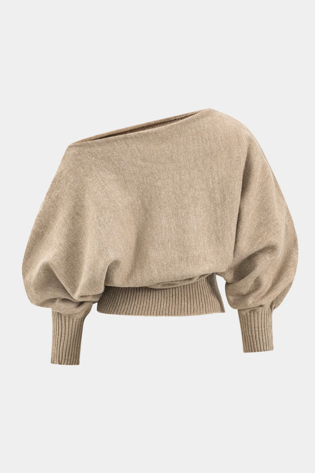 Sweater Boat Neck Gigot Sleeve Top And Shorts Set