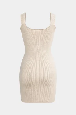 Sweater Button Long-Sleeve Cardigan And Mini Dress Set