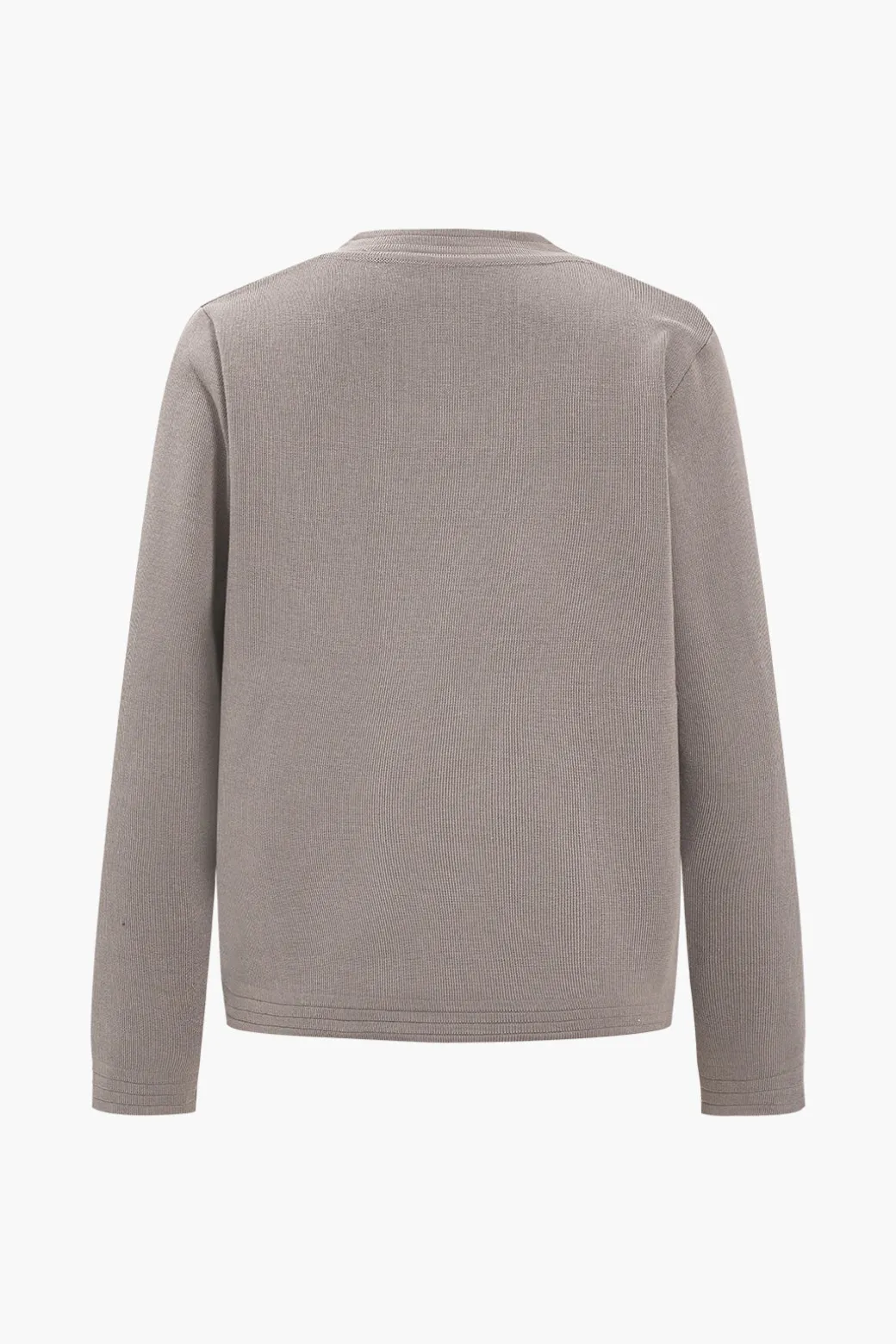 Sweater Button Pocket Round Neck Long-Sleeve Cardigan And Trousers Set