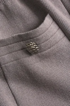 Sweater Button Pocket Round Neck Long-Sleeve Cardigan And Trousers Set