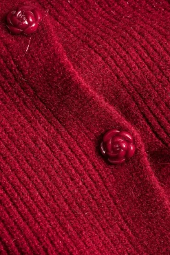 Sweater Button V-Neck Long-Sleeve Top