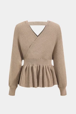 Sweater Knit Ruffle Top And Skirt Set