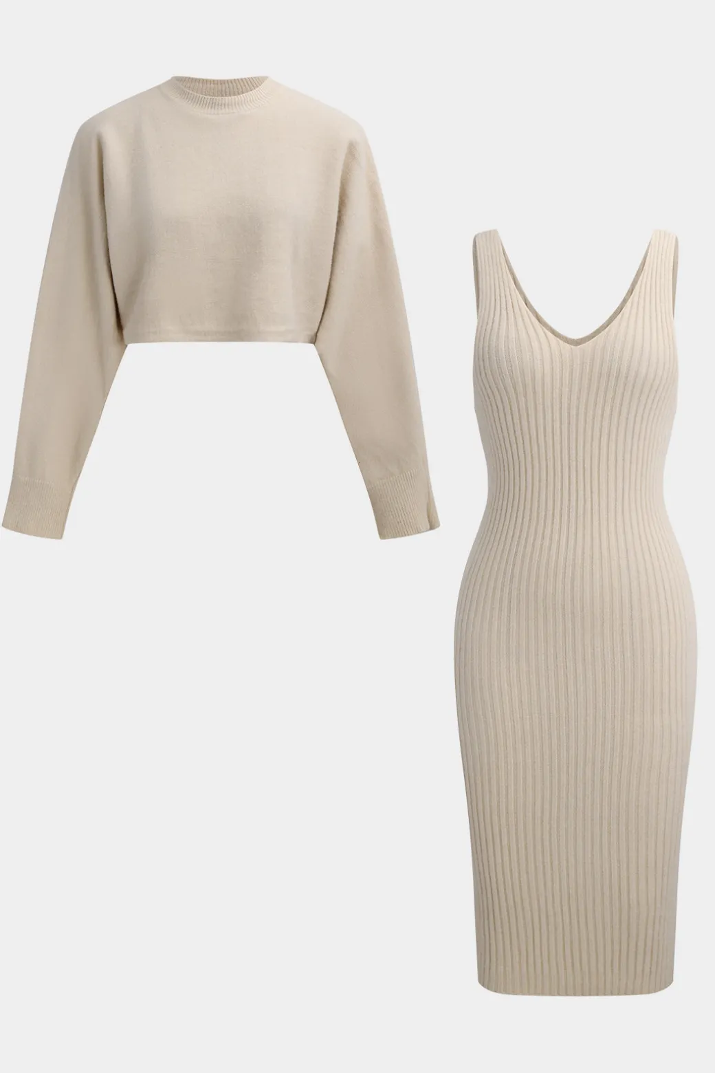 Sweater Long-Sleeve Top And Dress Set
