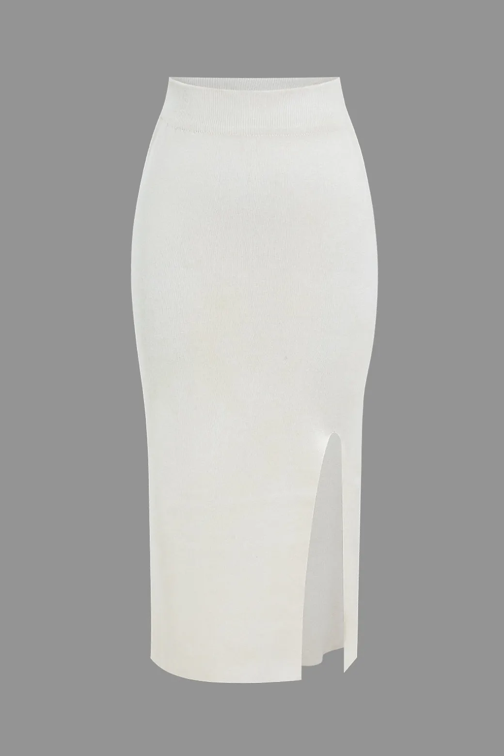 Sweater Pocket Zipper Top And Slit Skirt Set