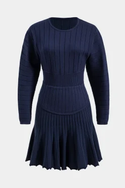 Sweater Round Neck Gigot Long Sleeve Dress