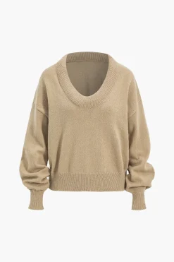 Sweater V-Neck Long-Sleeve Top