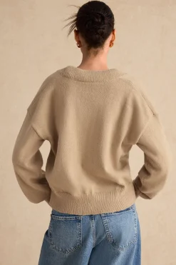 Sweater V-Neck Long-Sleeve Top