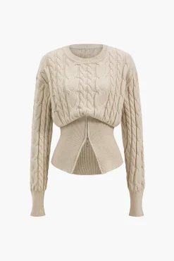 Sweater Zipper Long-Sleeve Top