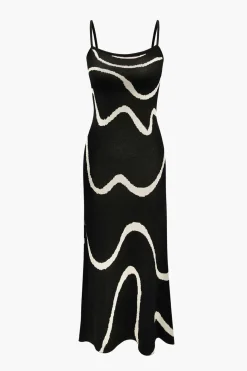 Swirl Stripe Knit Cami Midi Dress