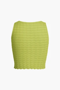 Textured Crop Tank Top And Skirt Set