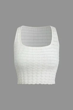 Textured Crop Tank Top And Skirt Set