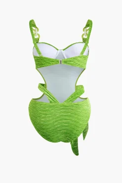 Textured Cut-Out Knot Tummy Control One-Piece Swimsuit