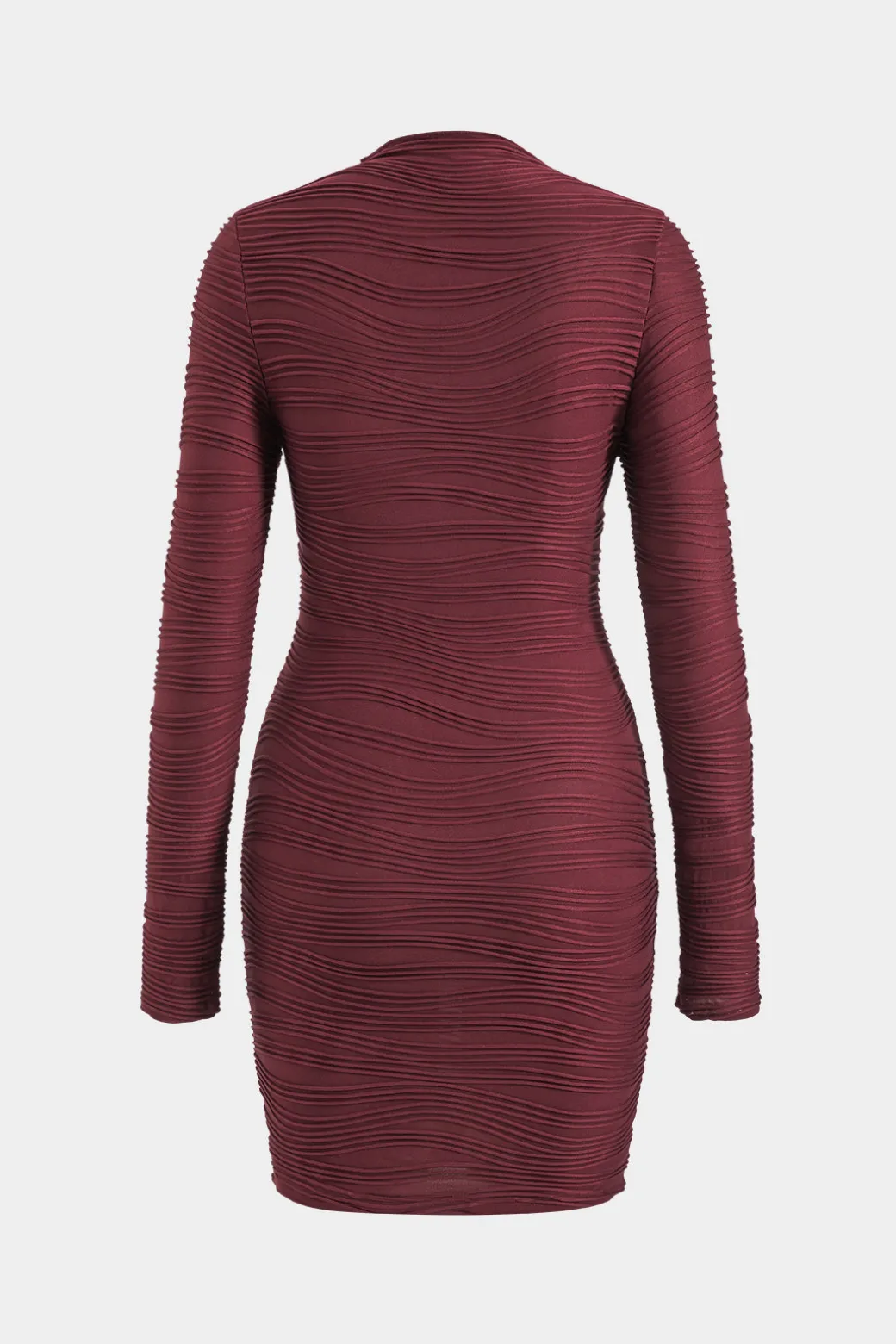Textured Mock Neck Long Sleeve Mini Dress