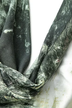 Tie Dye Asymmetric Cowl Neck Satin Maxi Dress
