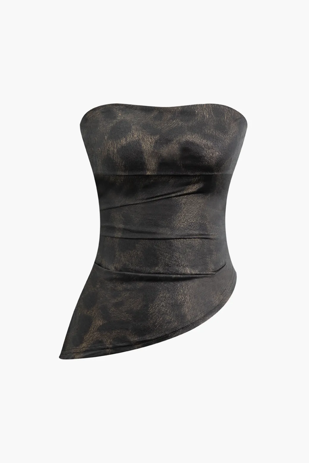 Tie Dye Asymmetric Strapless Top