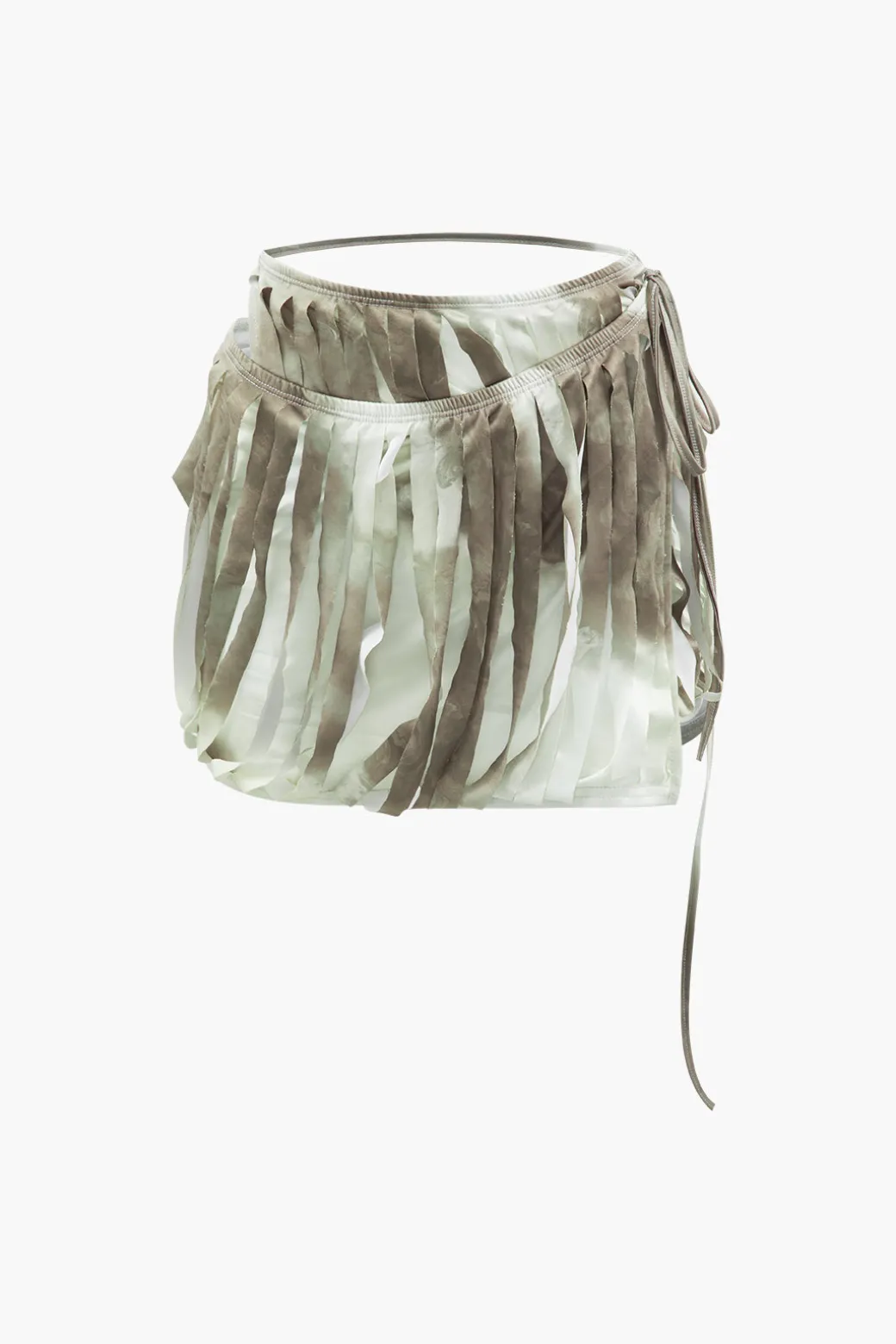 Tie Dye Destroyed Halter Top And Asymmetric Mini Skirt Set