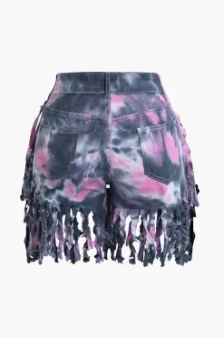 Tie Dye Fringe Shorts