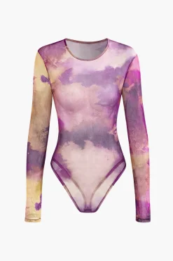 Tie Dye Long Sleeve Mesh Bodysuit