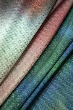 Tie Dye Mesh Backless Asymmetric Cowl Neck Maxi Dress