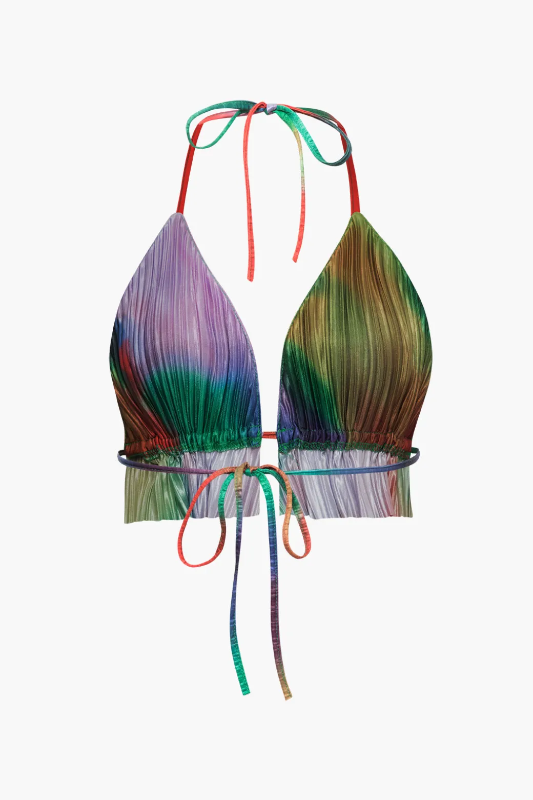 Tie Dye Plisse Halter Top And Pants Set