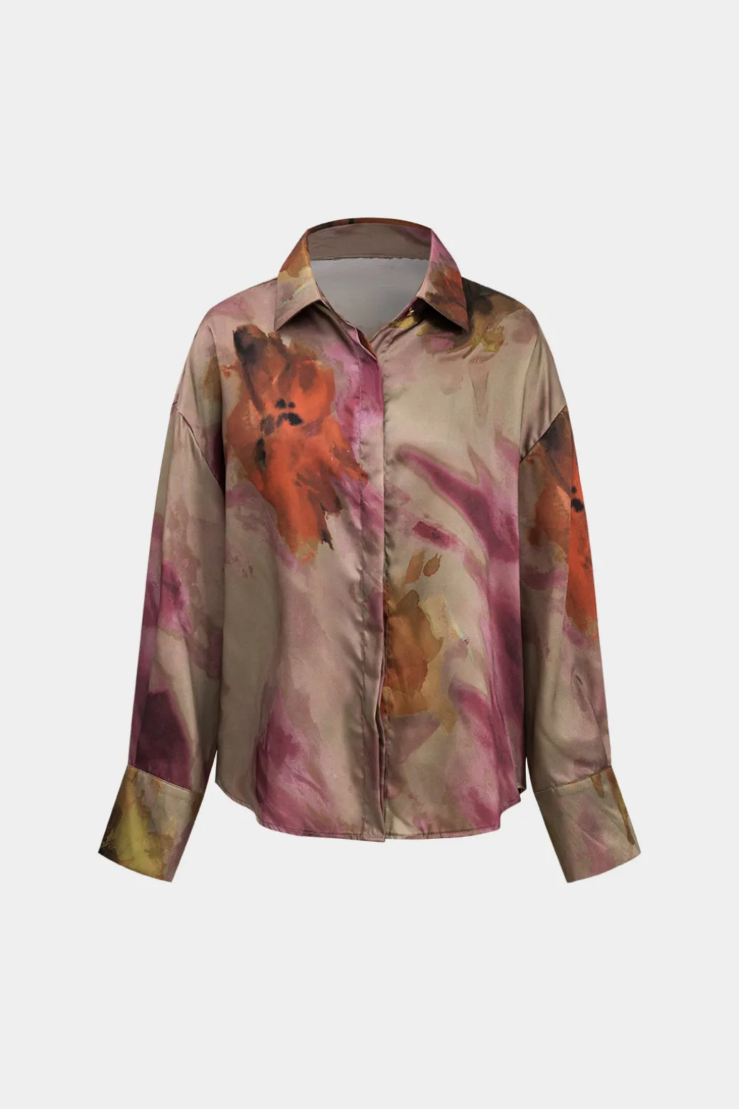 Tie Dye Print Long Sleeve Collar Shirt