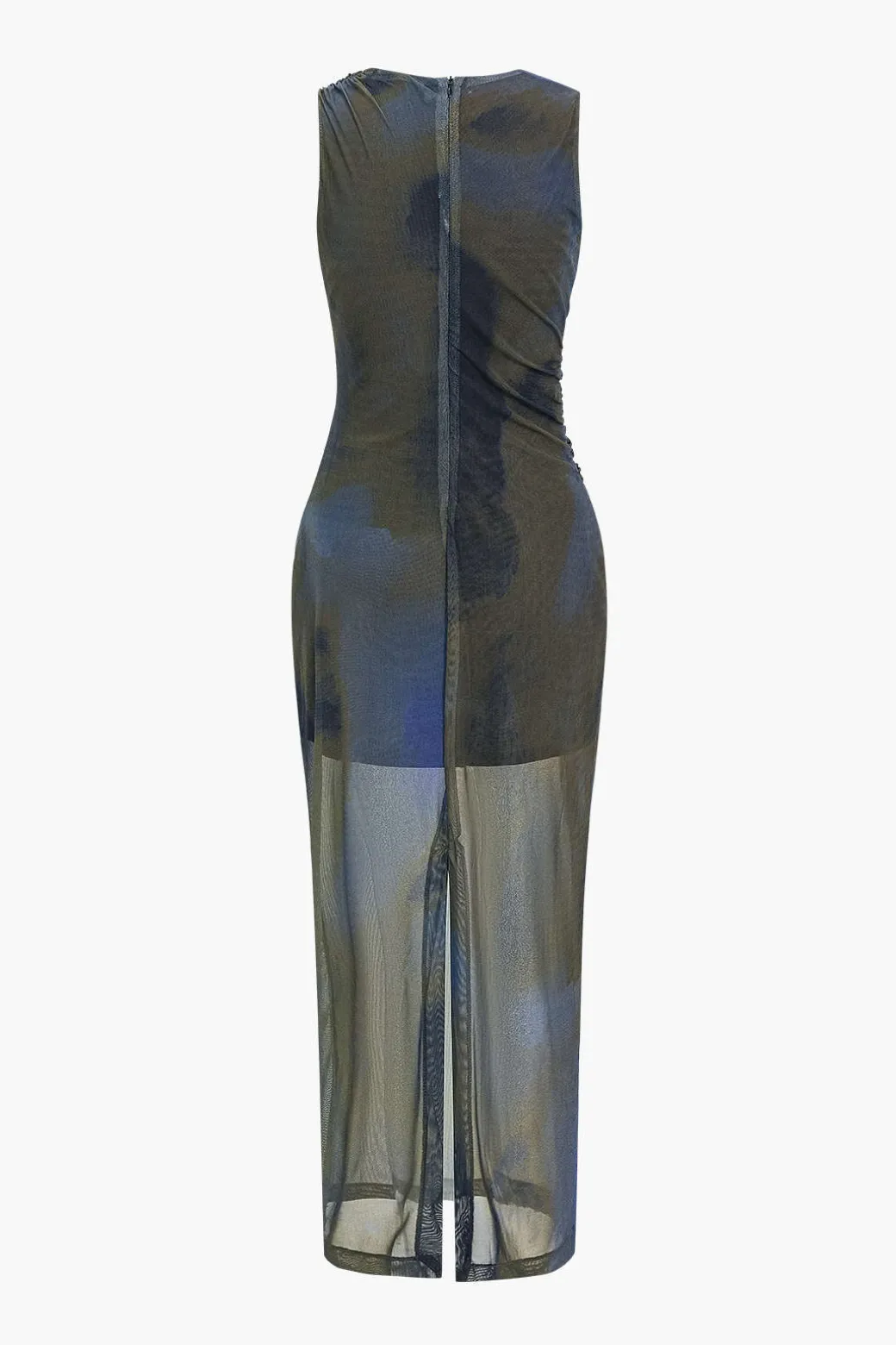 Tie Dye Print Ruched Midi Dress