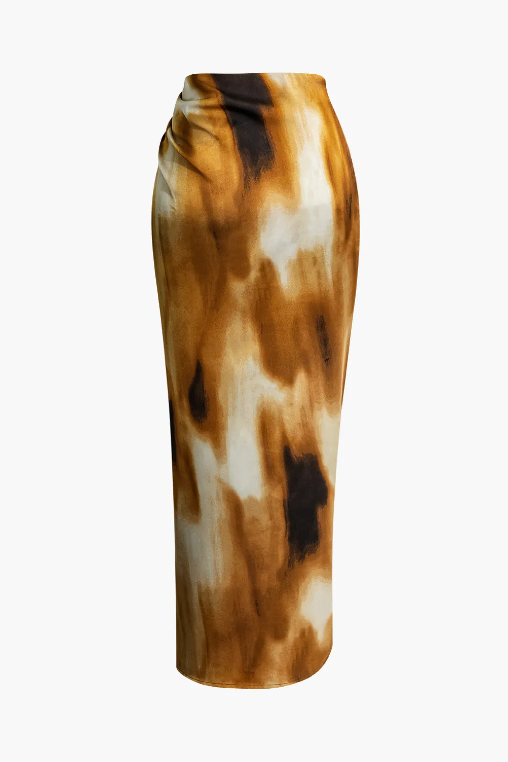 Tie Dye Ruched Split Maxi Skirt