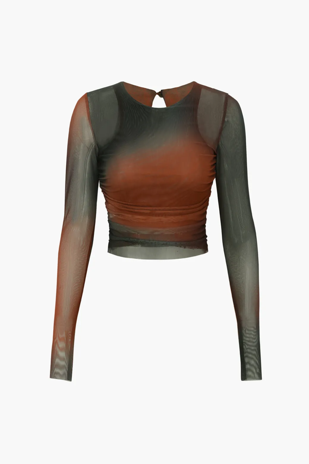 Tie Dye Sheer Mesh Long Sleeve Top