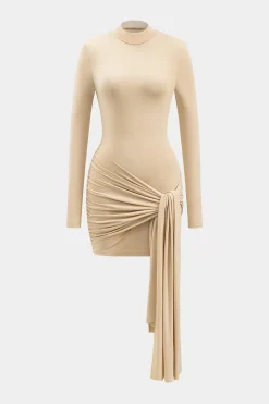 Tie Front Long Sleeve Mini Dress