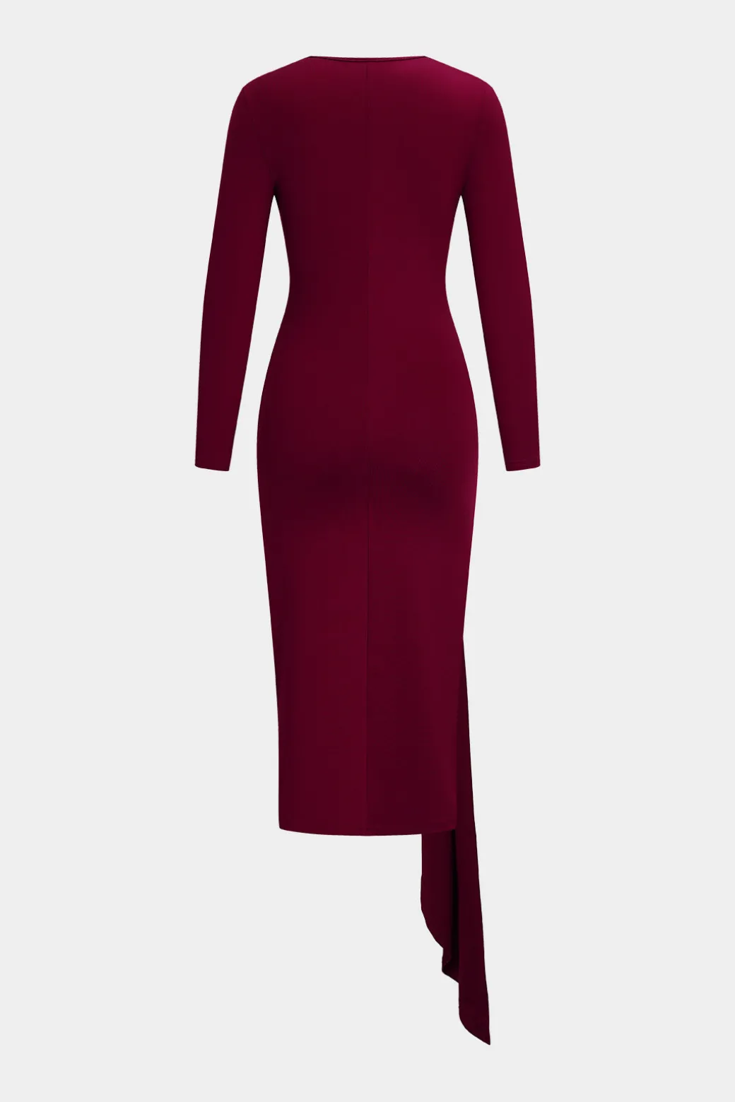Tie Front Ruched Long Sleeve Midi Dress