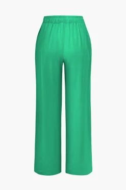Tie Front Shirt And Wide Leg Pants Set