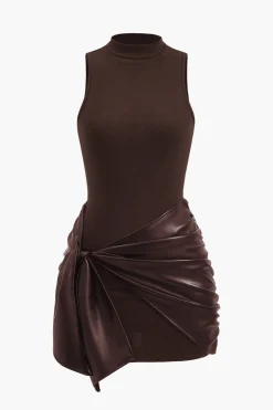Tie Front Sleeveless Mini Dress