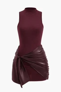 Tie Front Sleeveless Mini Dress