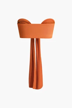 Tie Knot Front Ruched Tube Top And Pleated Wide Leg Pants