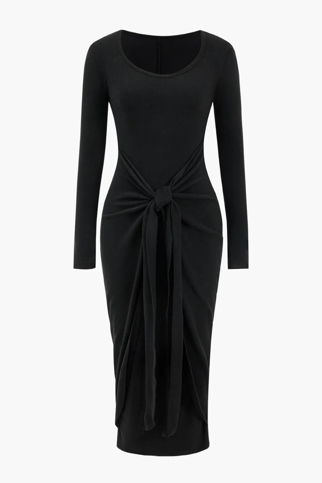 Tie Long Sleeve Midi Dress
