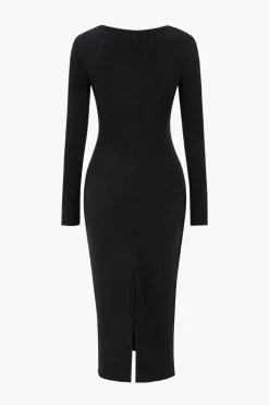 Tie Long Sleeve Midi Dress
