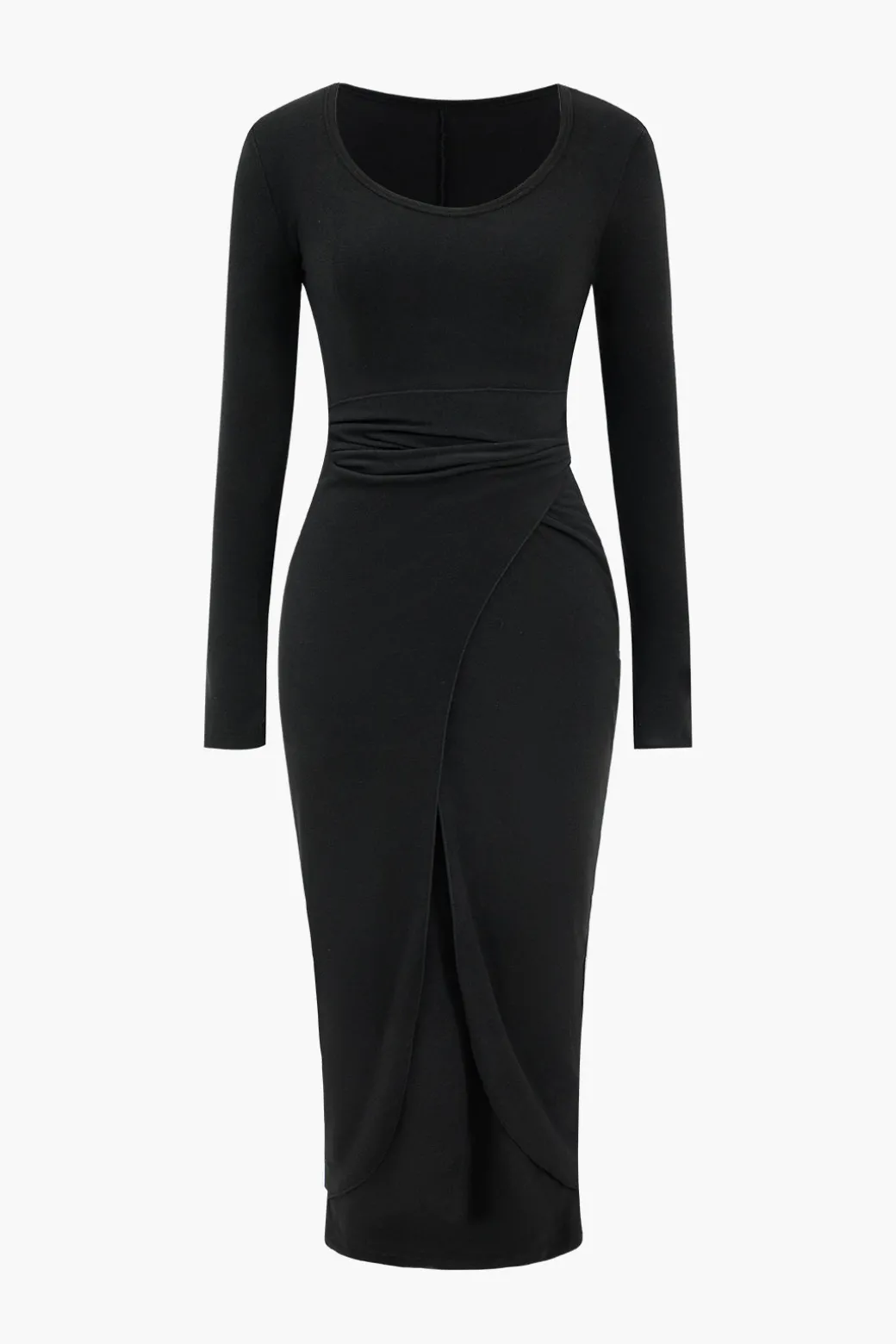 Tie Long Sleeve Midi Dress