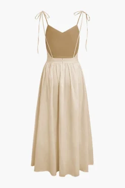 Tie Strap Backless Pleated Maxi Dress