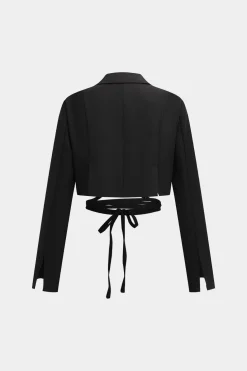 Tie Up Fake Pocket Blazer