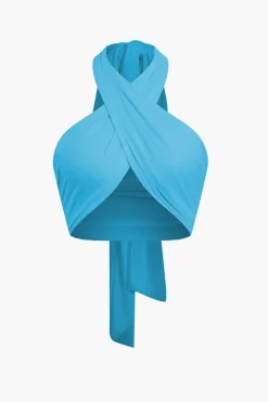 Tie-Back Cross Halter Tank Top