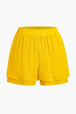 Tie-Front Crop Top And Shorts Set