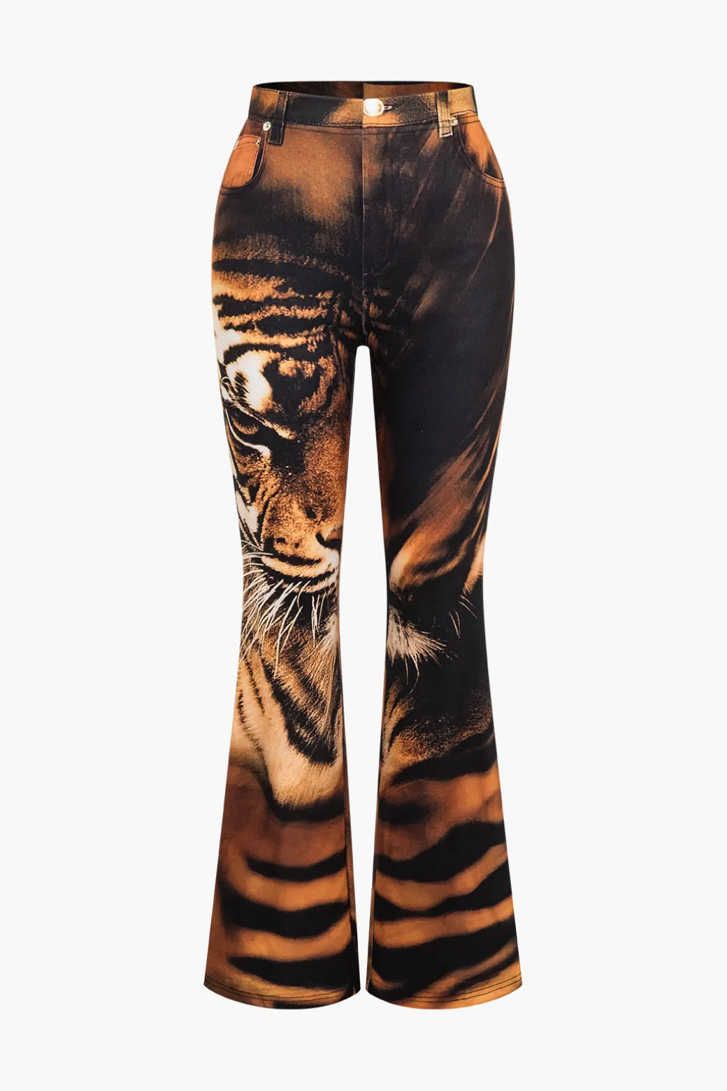 Tiger Print High Waist Trousers