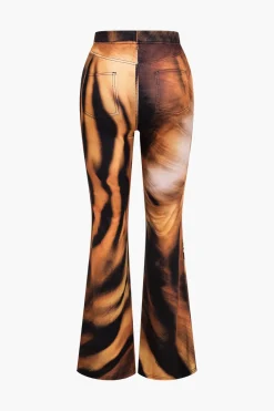 Tiger Print High Waist Trousers