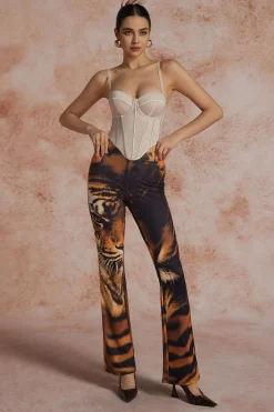 Tiger Print High Waist Trousers