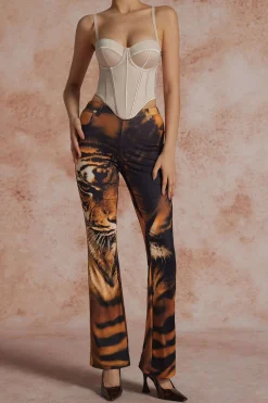 Tiger Print High Waist Trousers