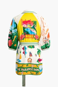 Tropical Print Belt Mini Dress