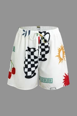 Tropical Print Shirt and Shorts Set