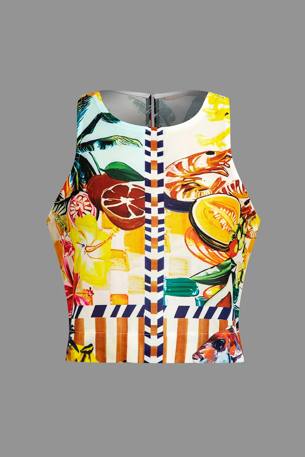 Tropical Print Tank Top And Pants Set